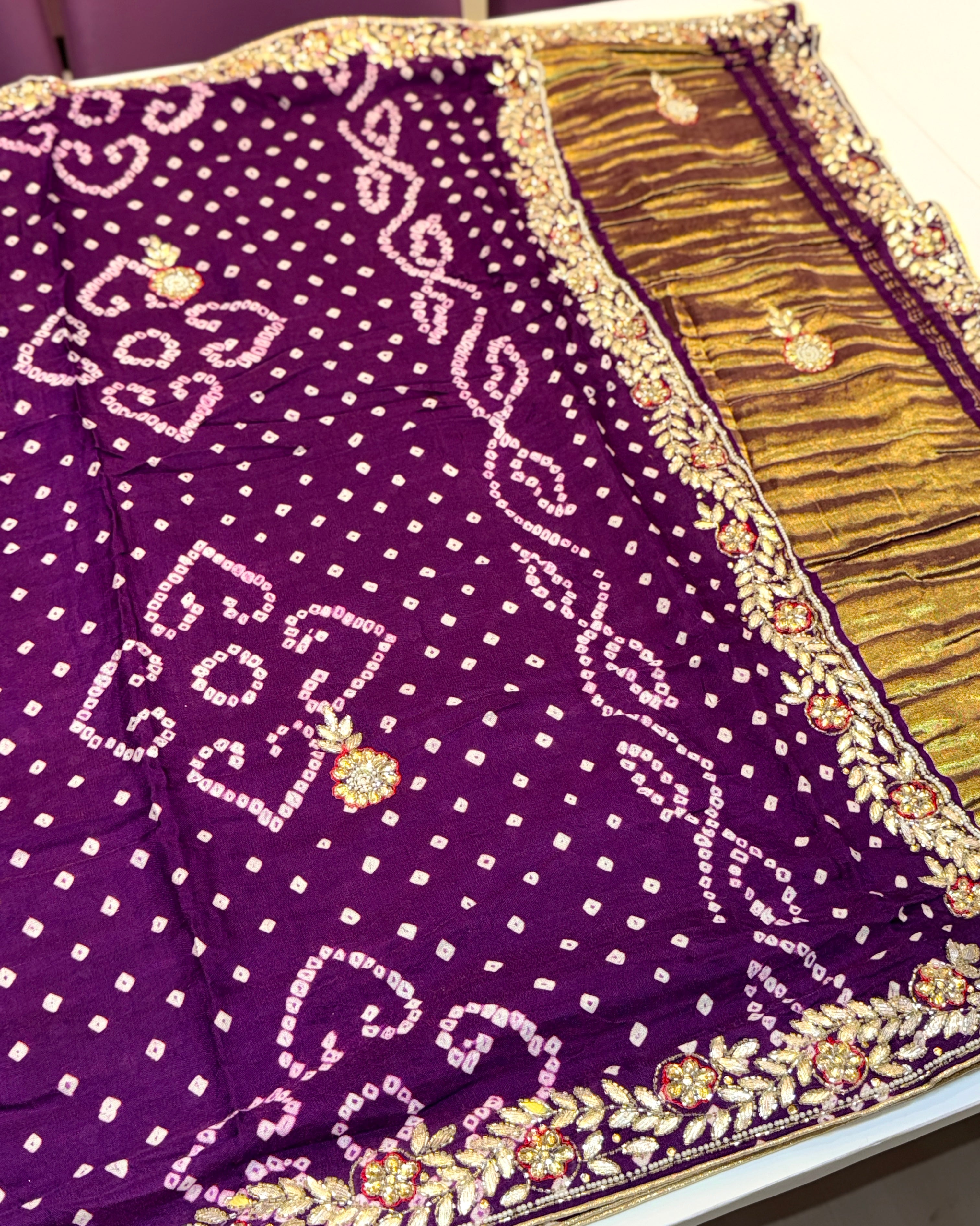 Bandhani Saree With Handwork
