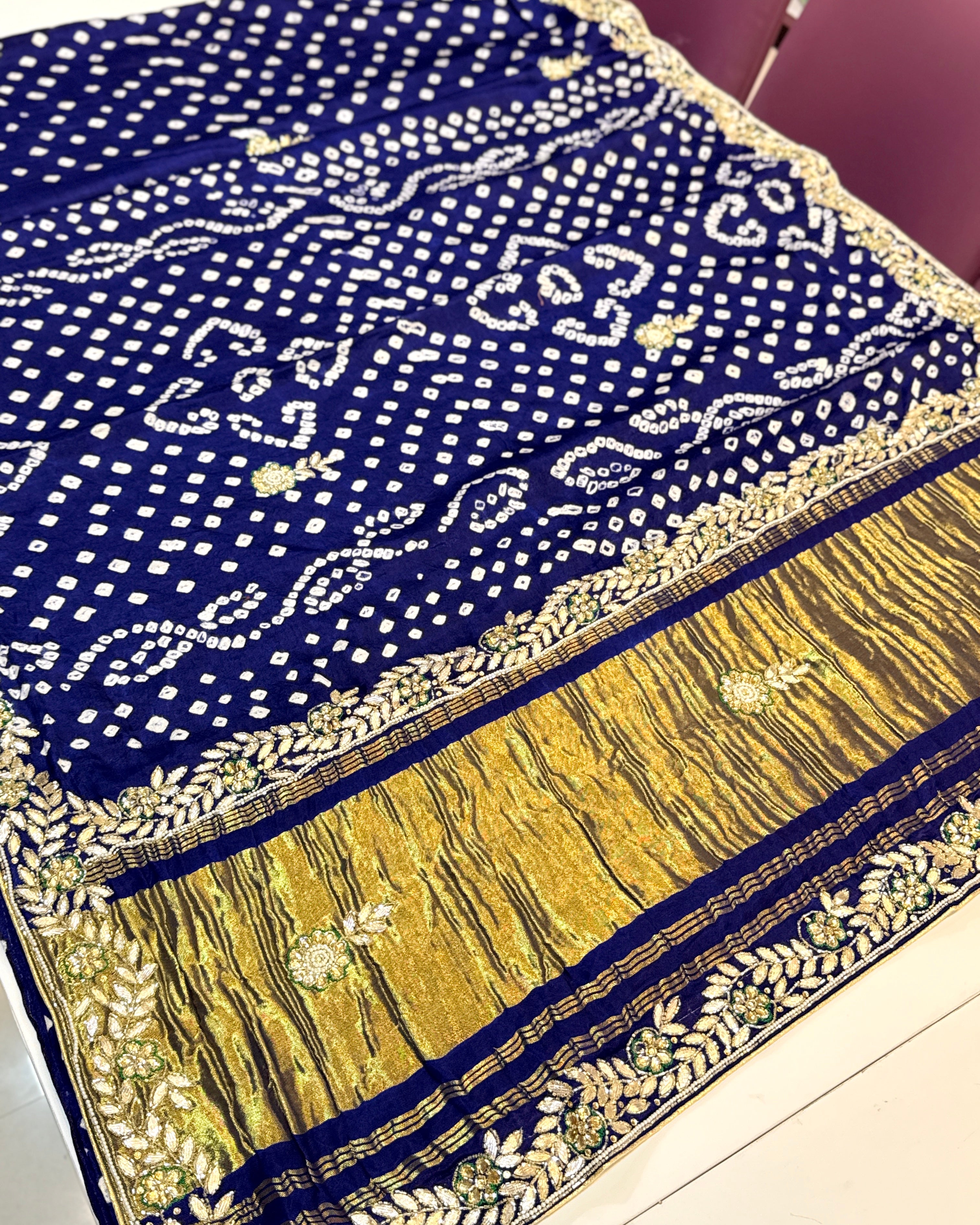 Bandhani Saree With Handwork