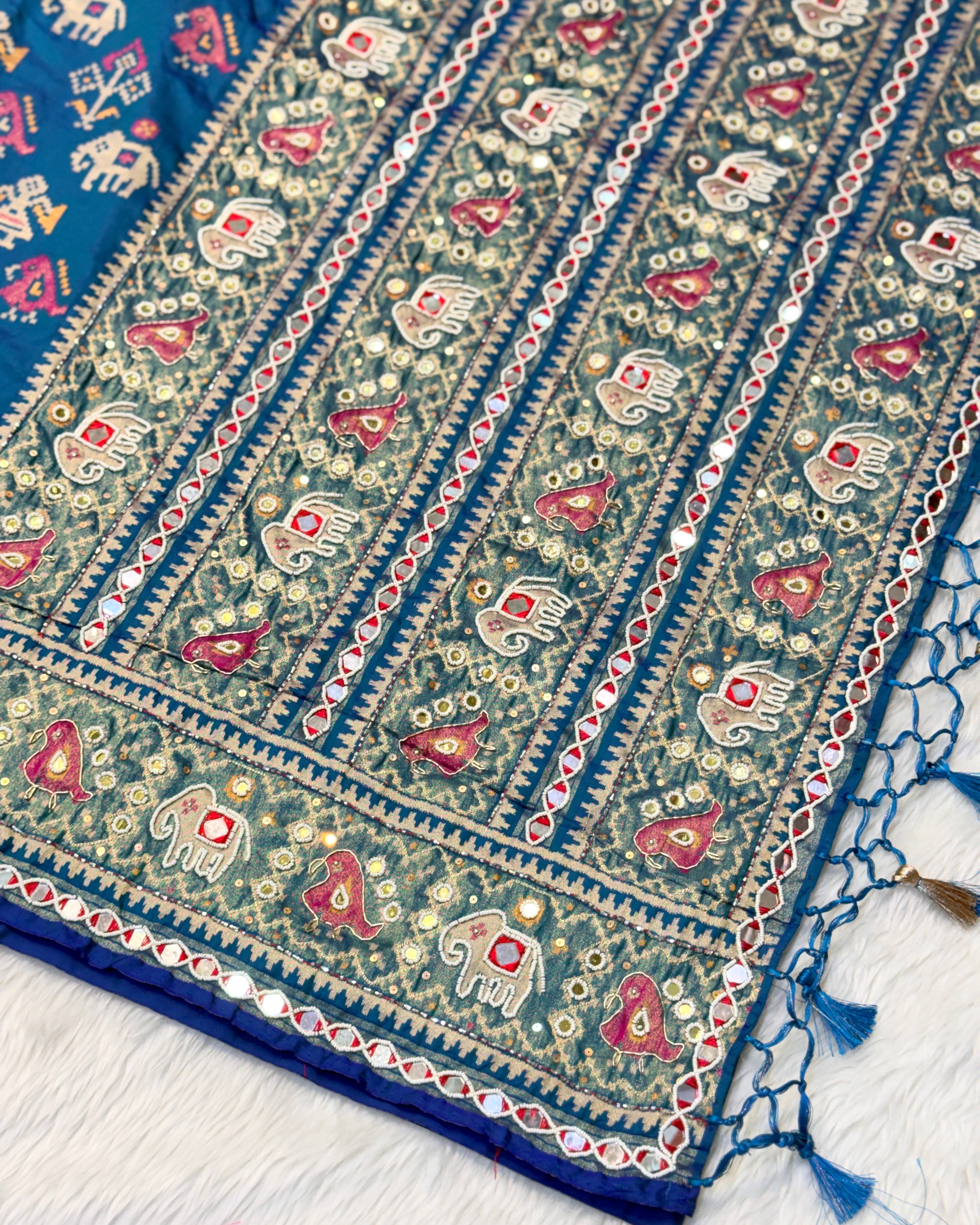 Patola Saree With Hand Embroidery