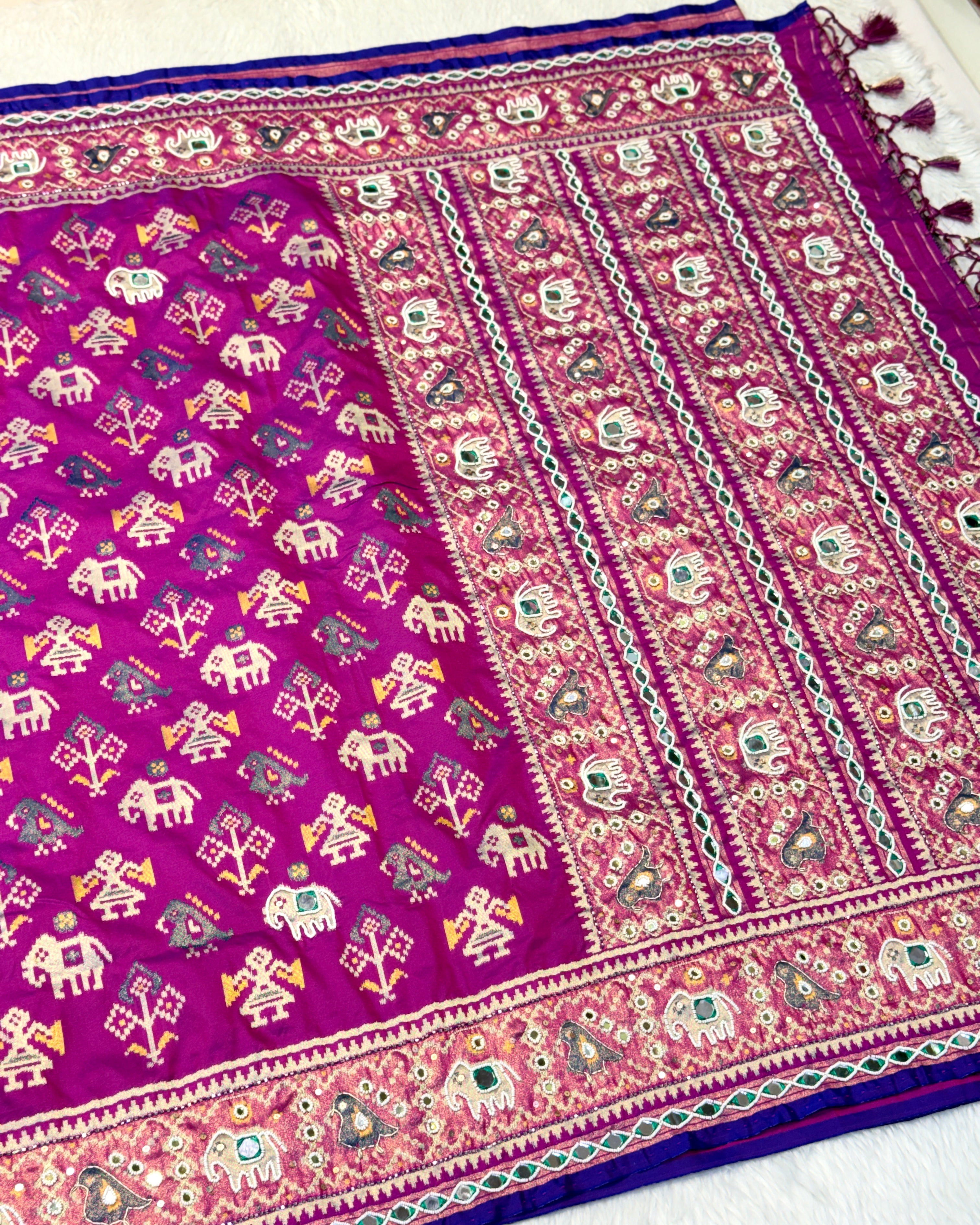 Patola Saree With Hand Embroidery