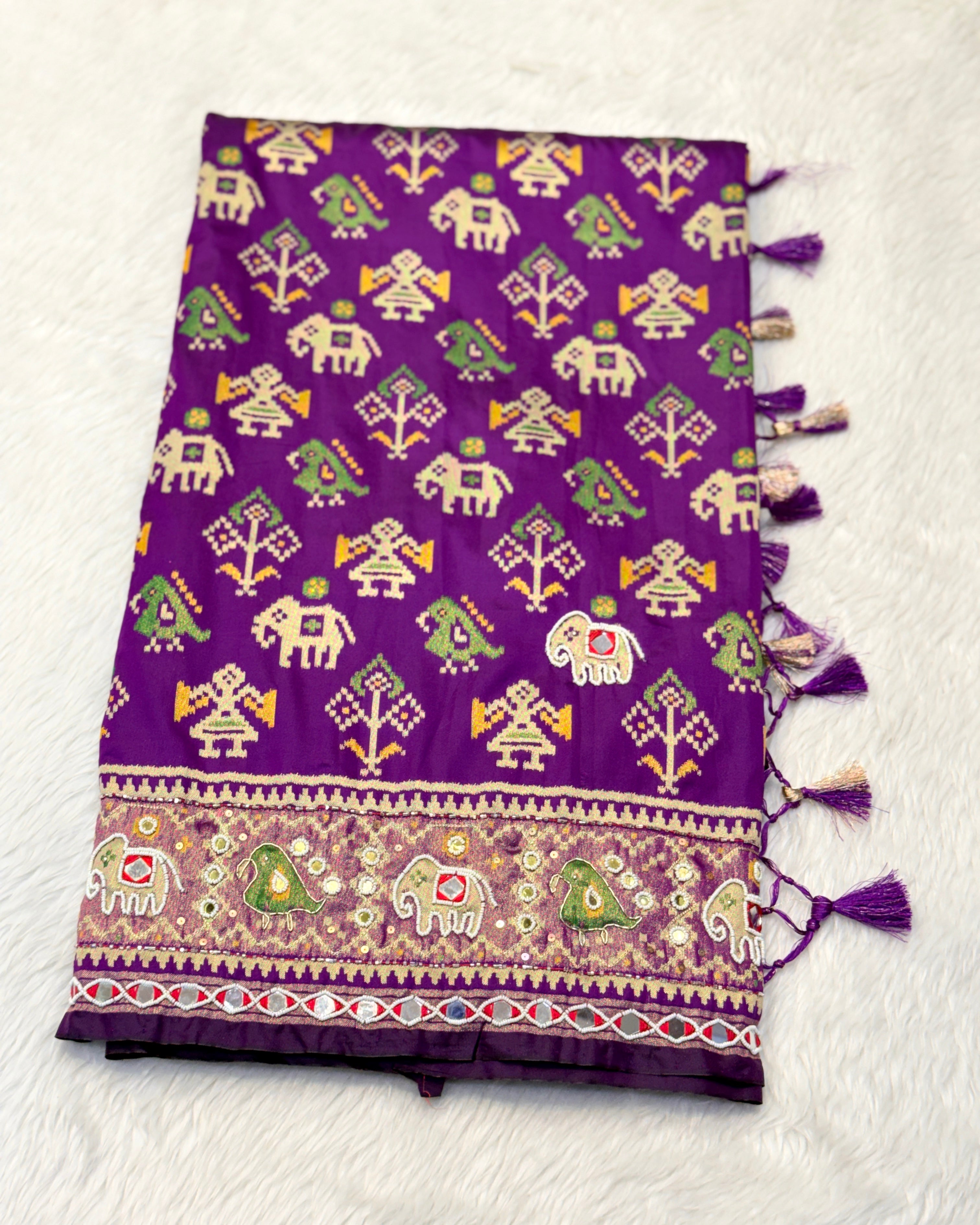Patola Saree With Hand Embroidery