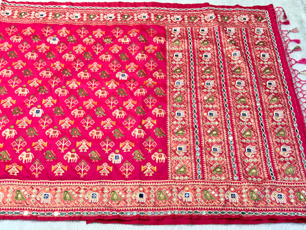 Patola Saree With Hand Embroidery