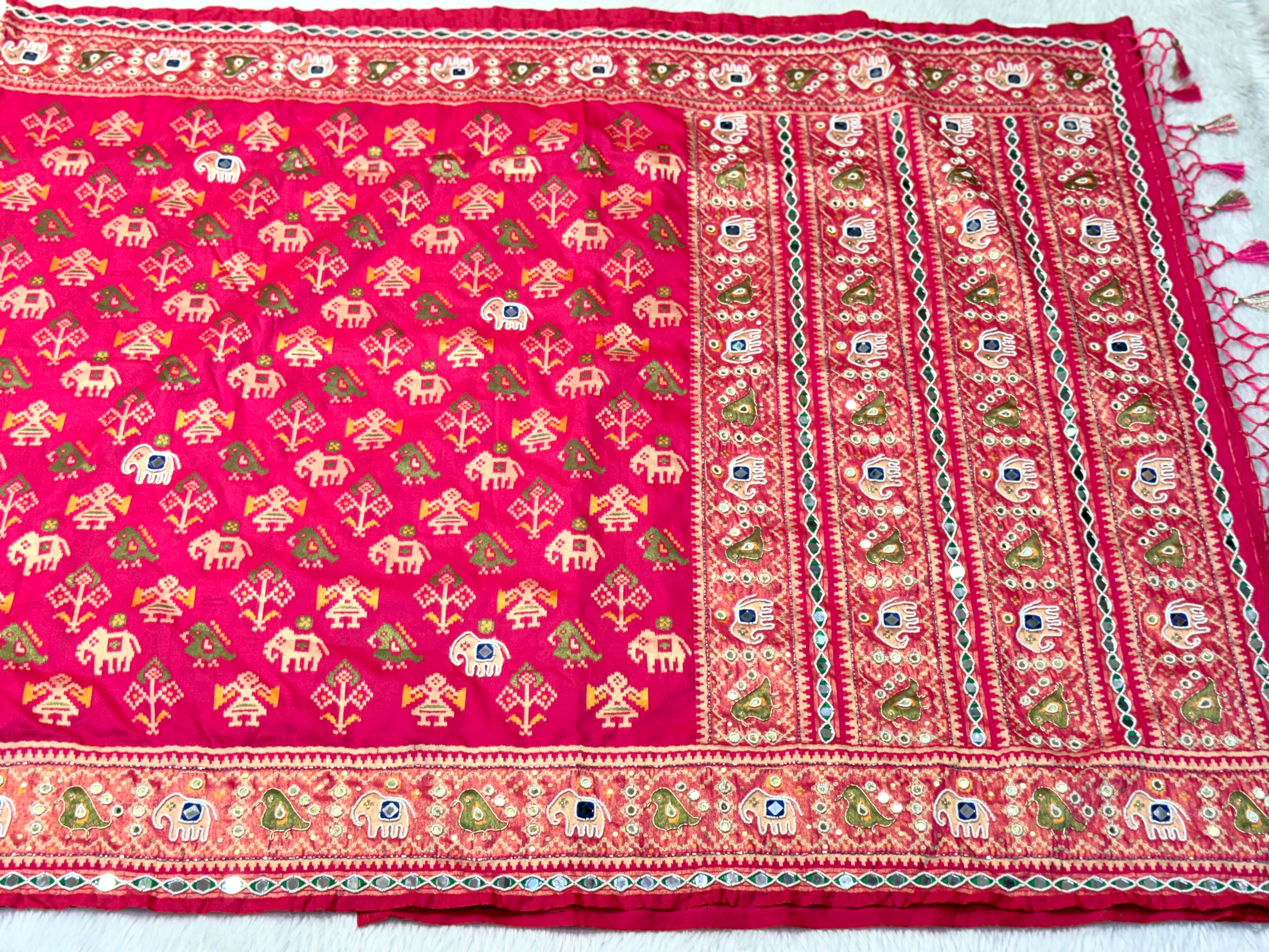 Patola Saree With Hand Embroidery
