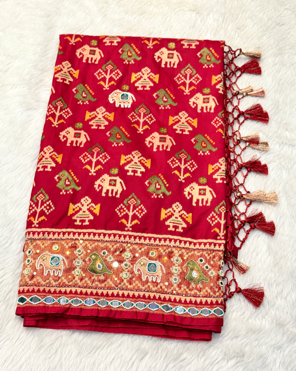 Patola Saree With Hand Embroidery