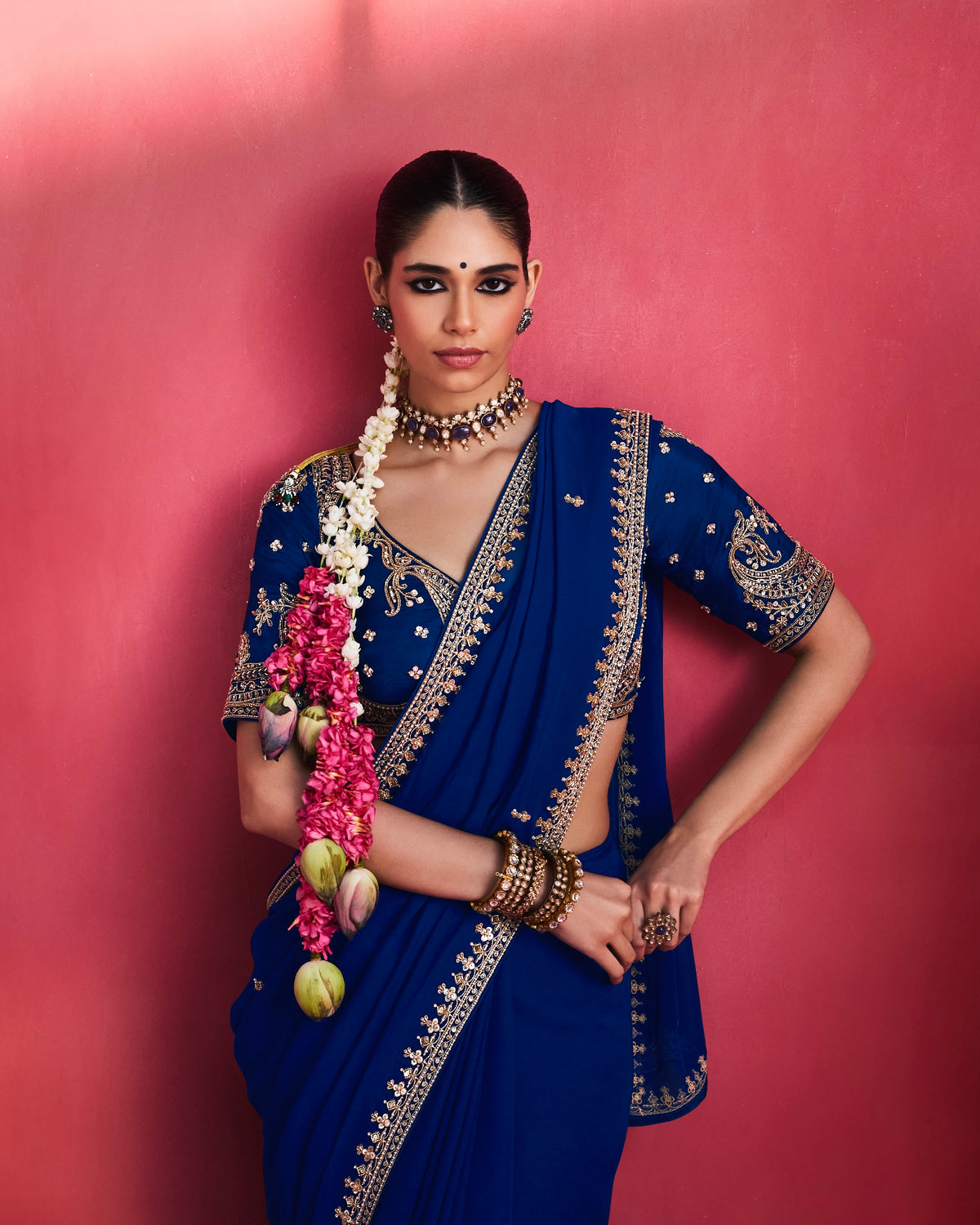 Soft Shimmer Silk Beads Work Partywear Saree