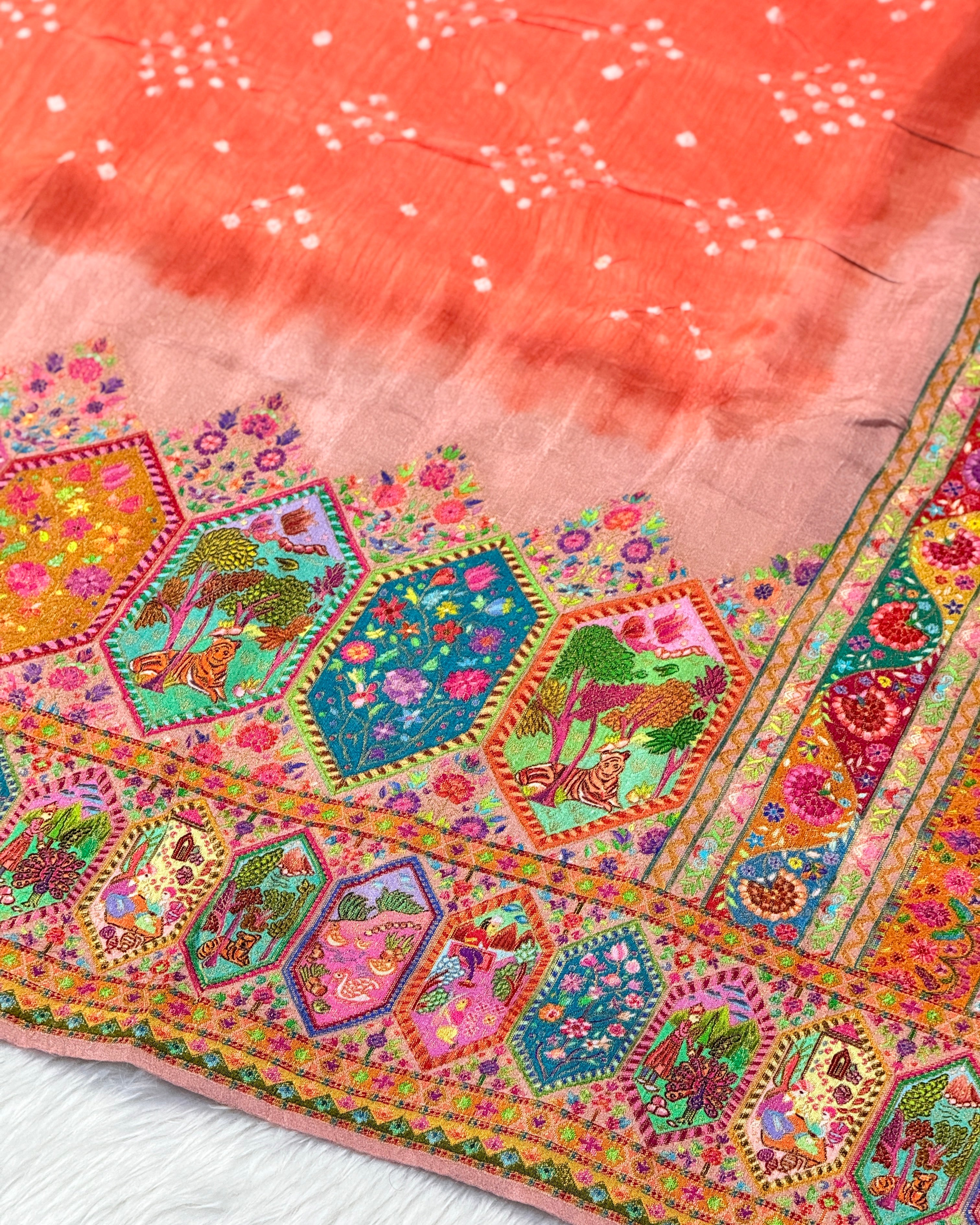 Pashmina - Bandhani Saree