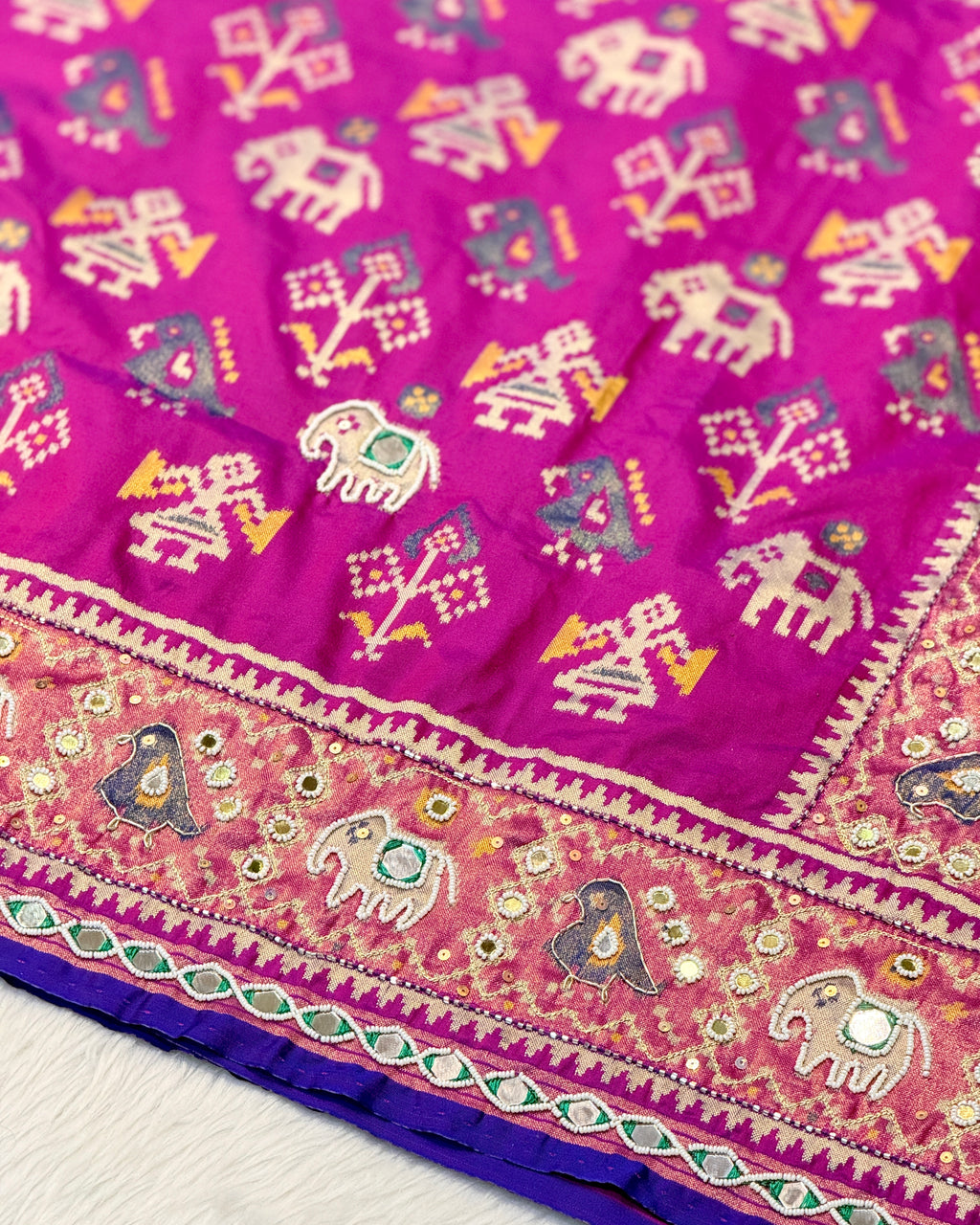 Patola Saree With Hand Embroidery