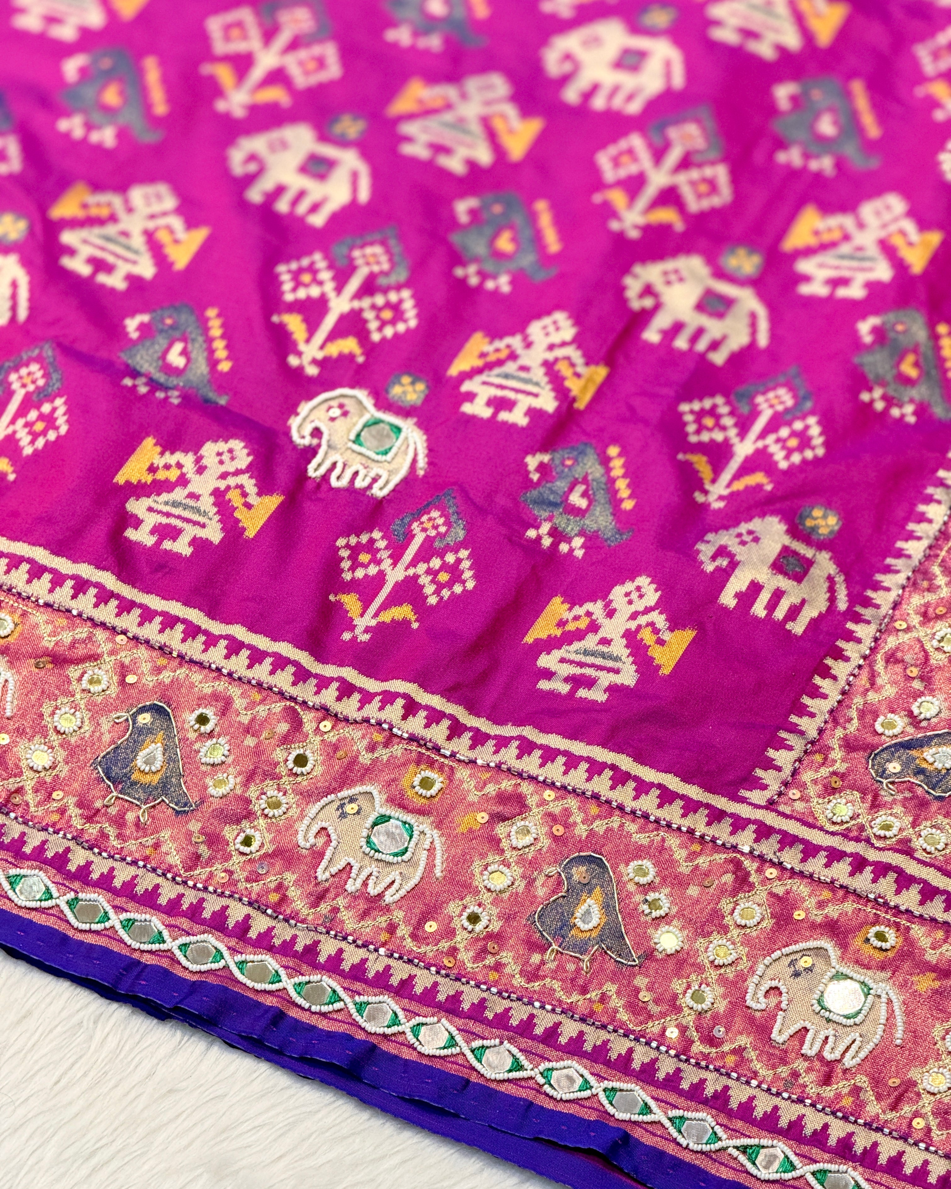 Patola Saree With Hand Embroidery