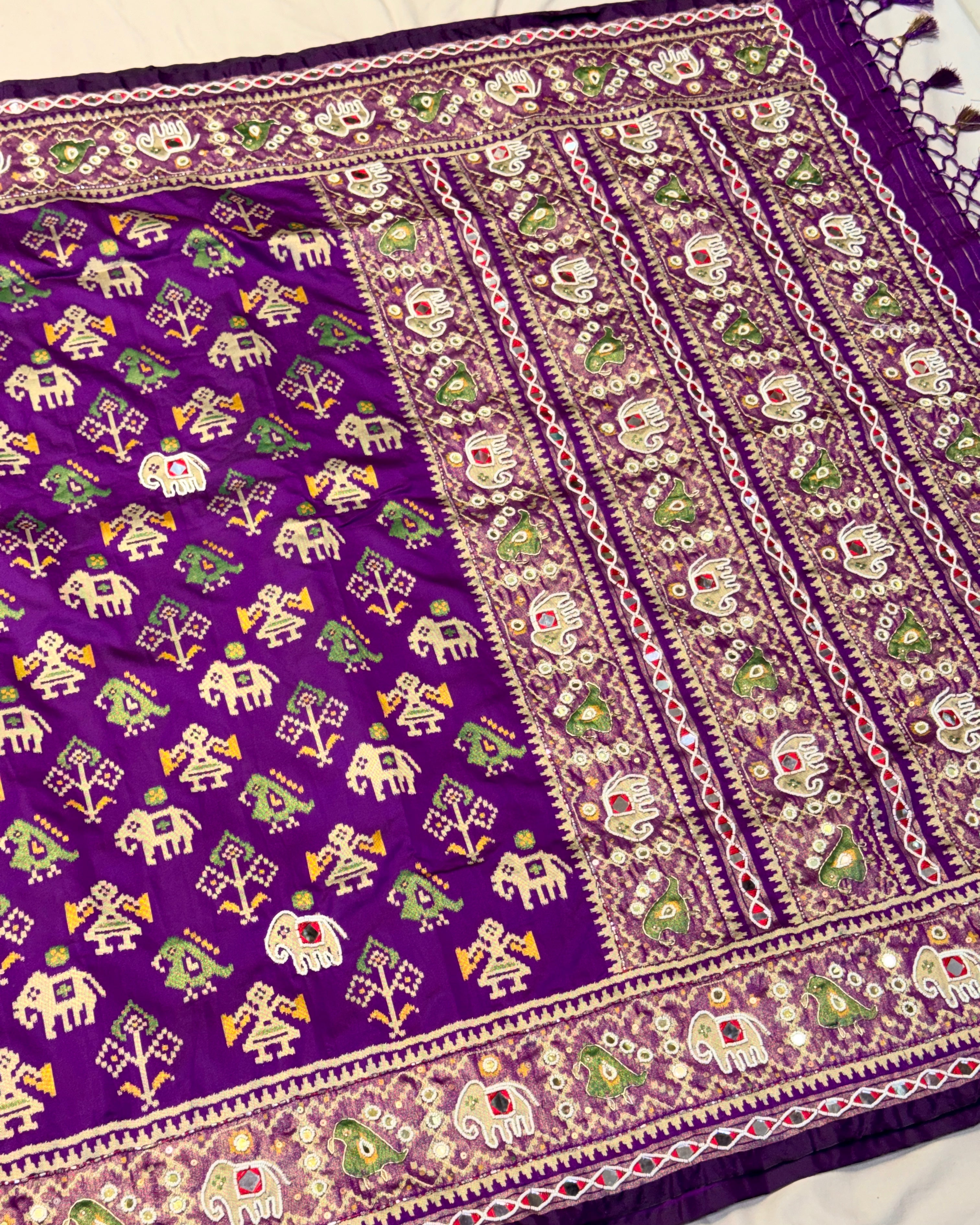 Patola Saree With Hand Embroidery