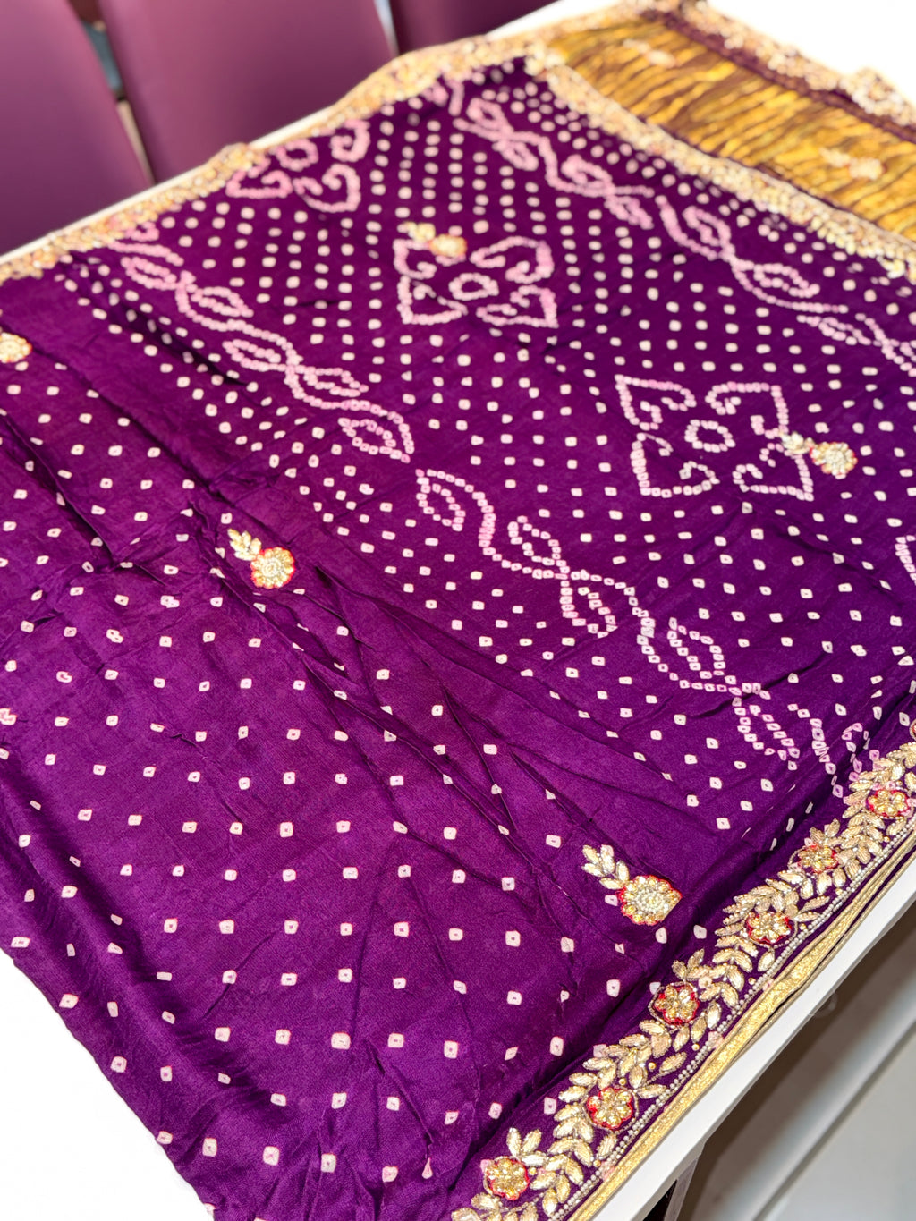 Bandhani Saree With Handwork