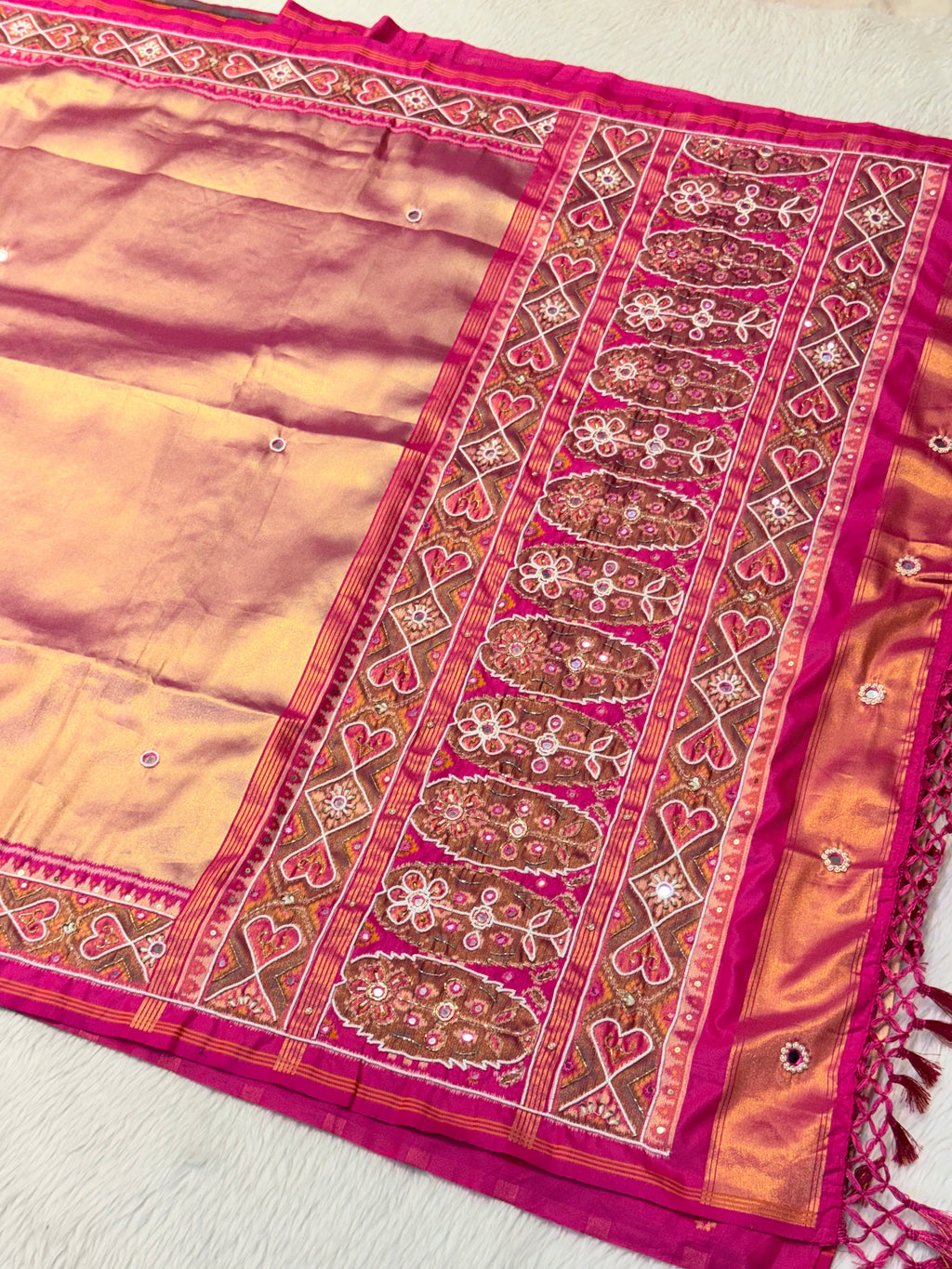Patola Saree With Hand Embroidery
