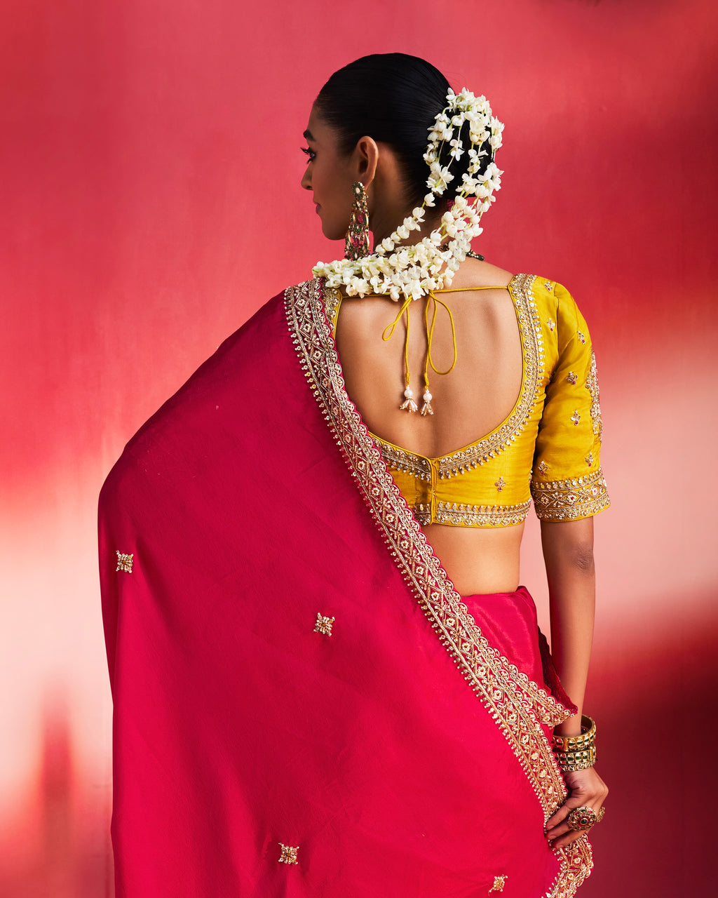Soft Shimmer Silk Beads Work Partywear Saree