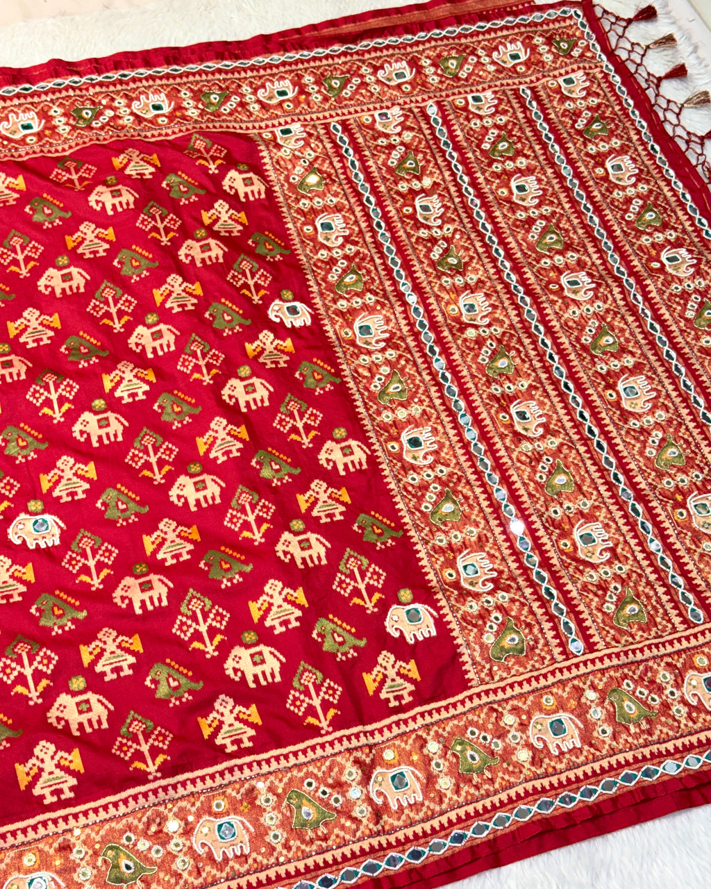 Patola Saree With Hand Embroidery