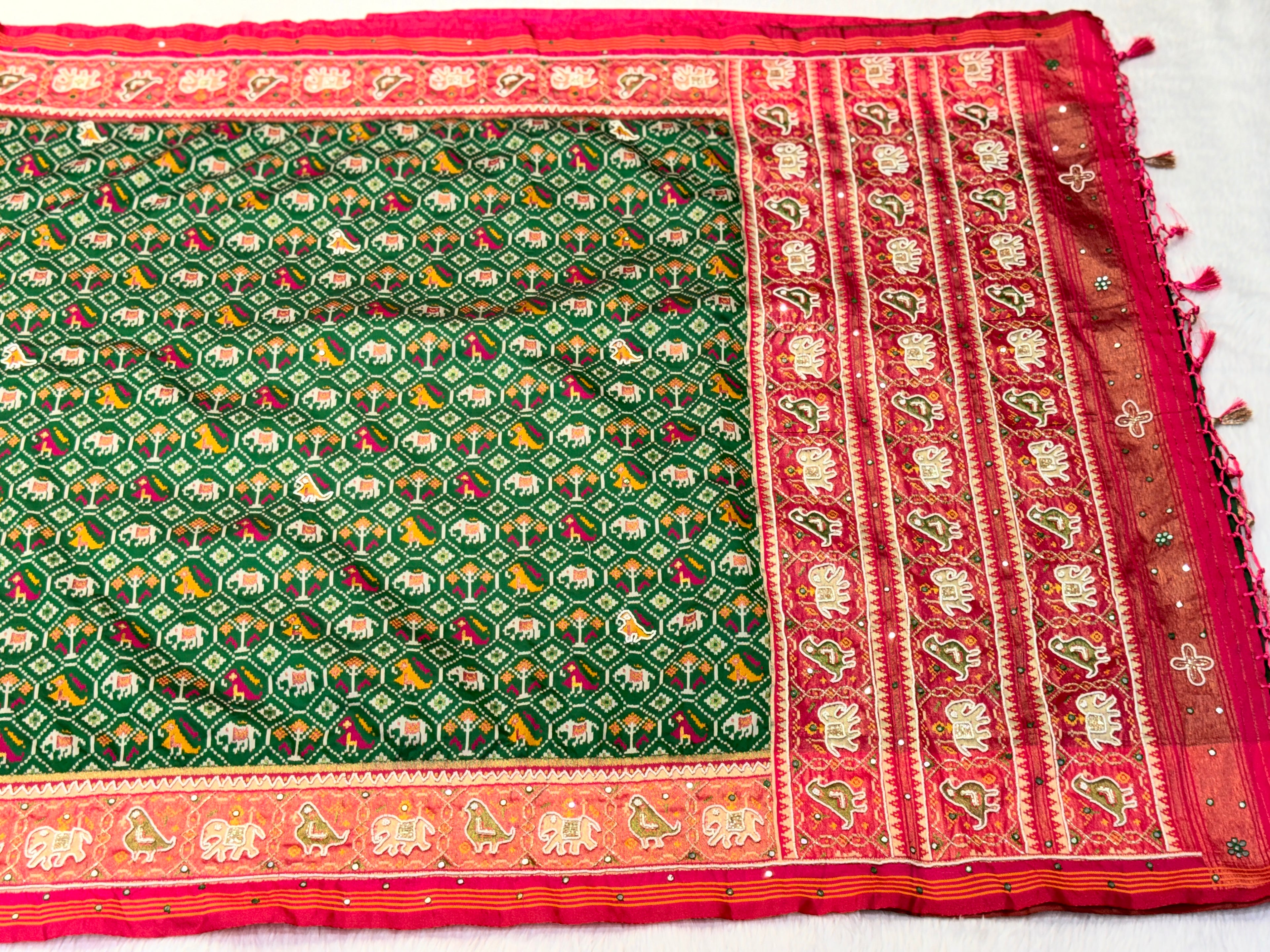 Patola Saree With Hand Embroidery