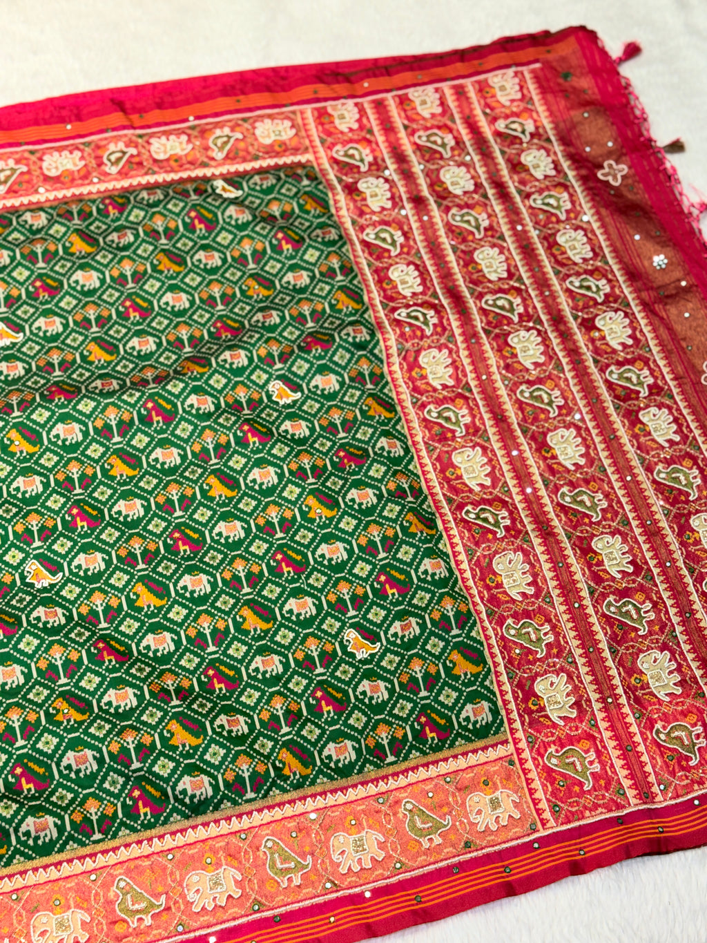 Patola Saree With Hand Embroidery