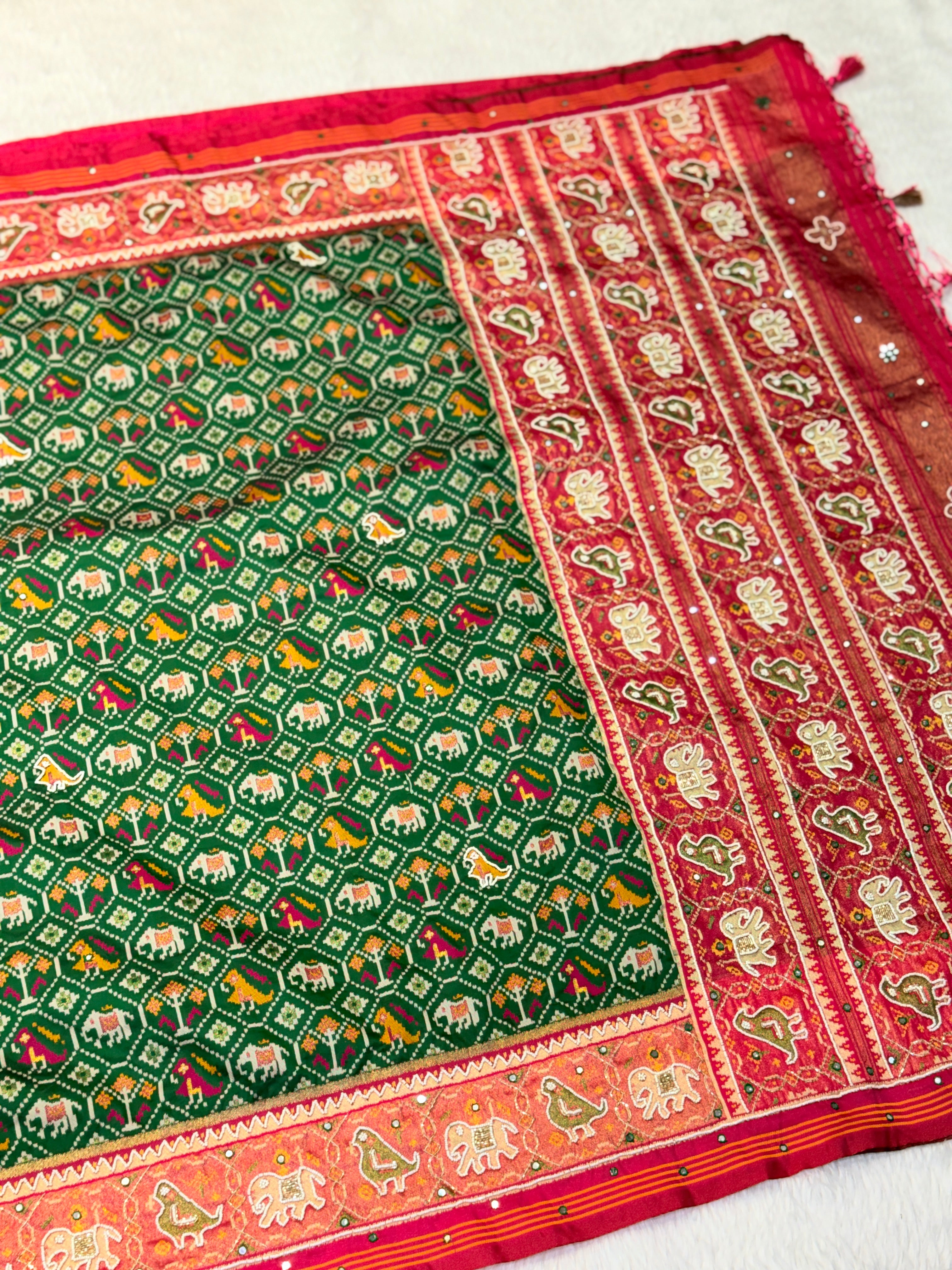 Patola Saree With Hand Embroidery