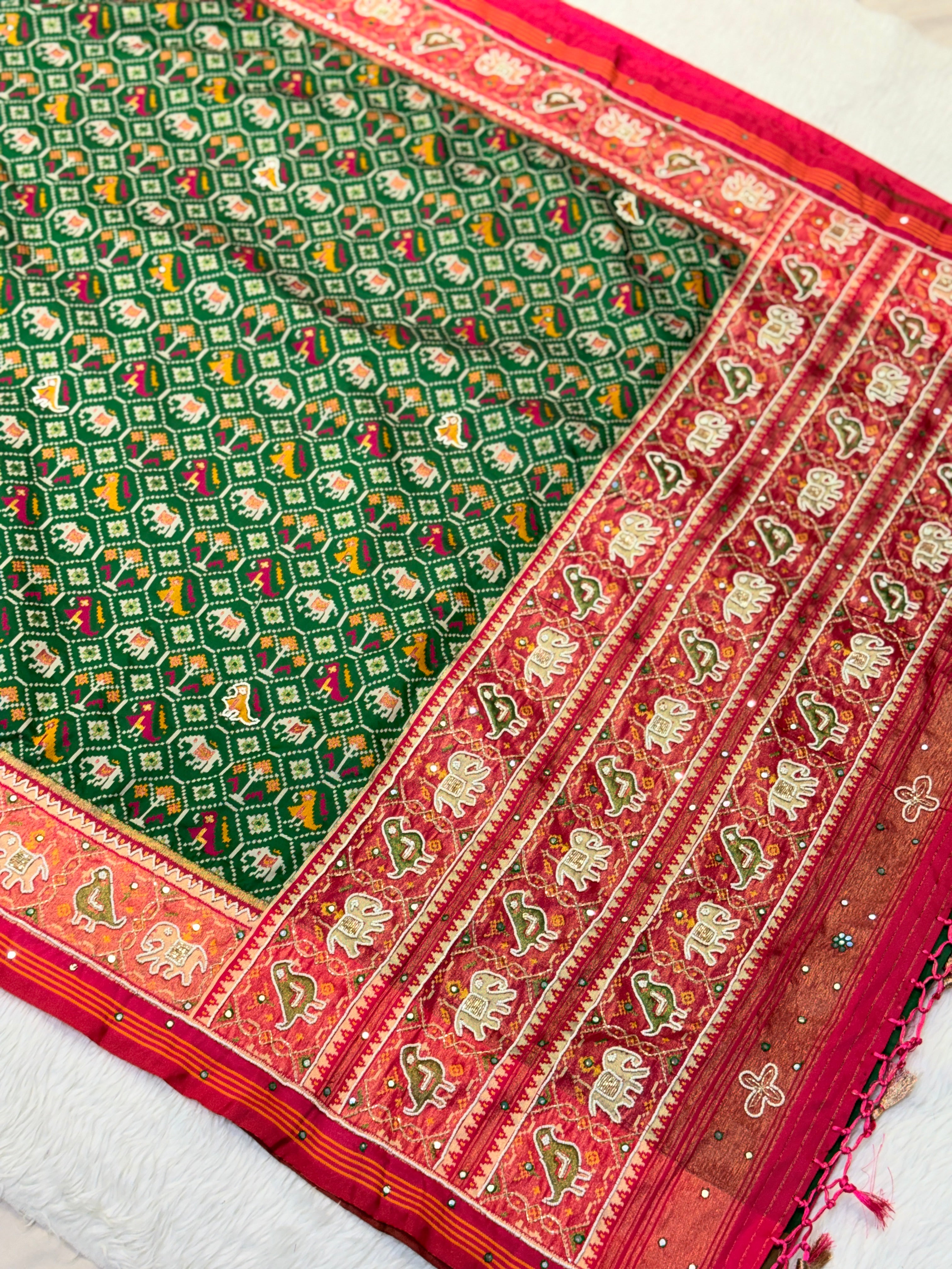 Patola Saree With Hand Embroidery
