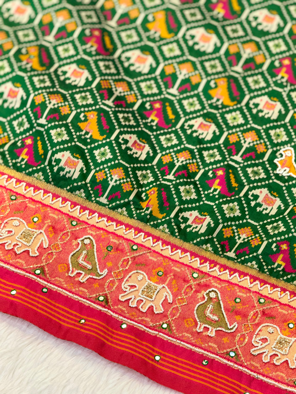 Patola Saree With Hand Embroidery