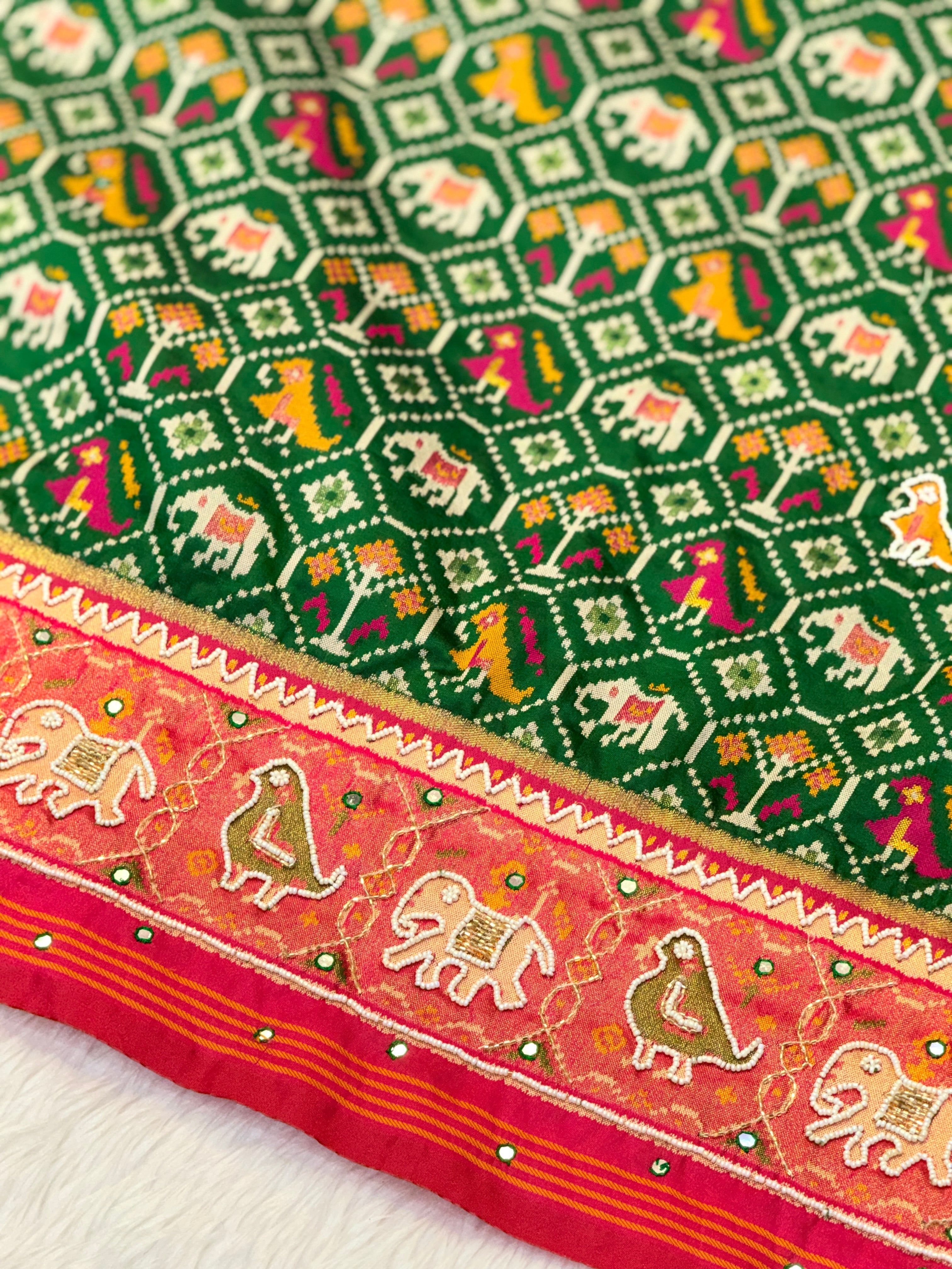 Patola Saree With Hand Embroidery