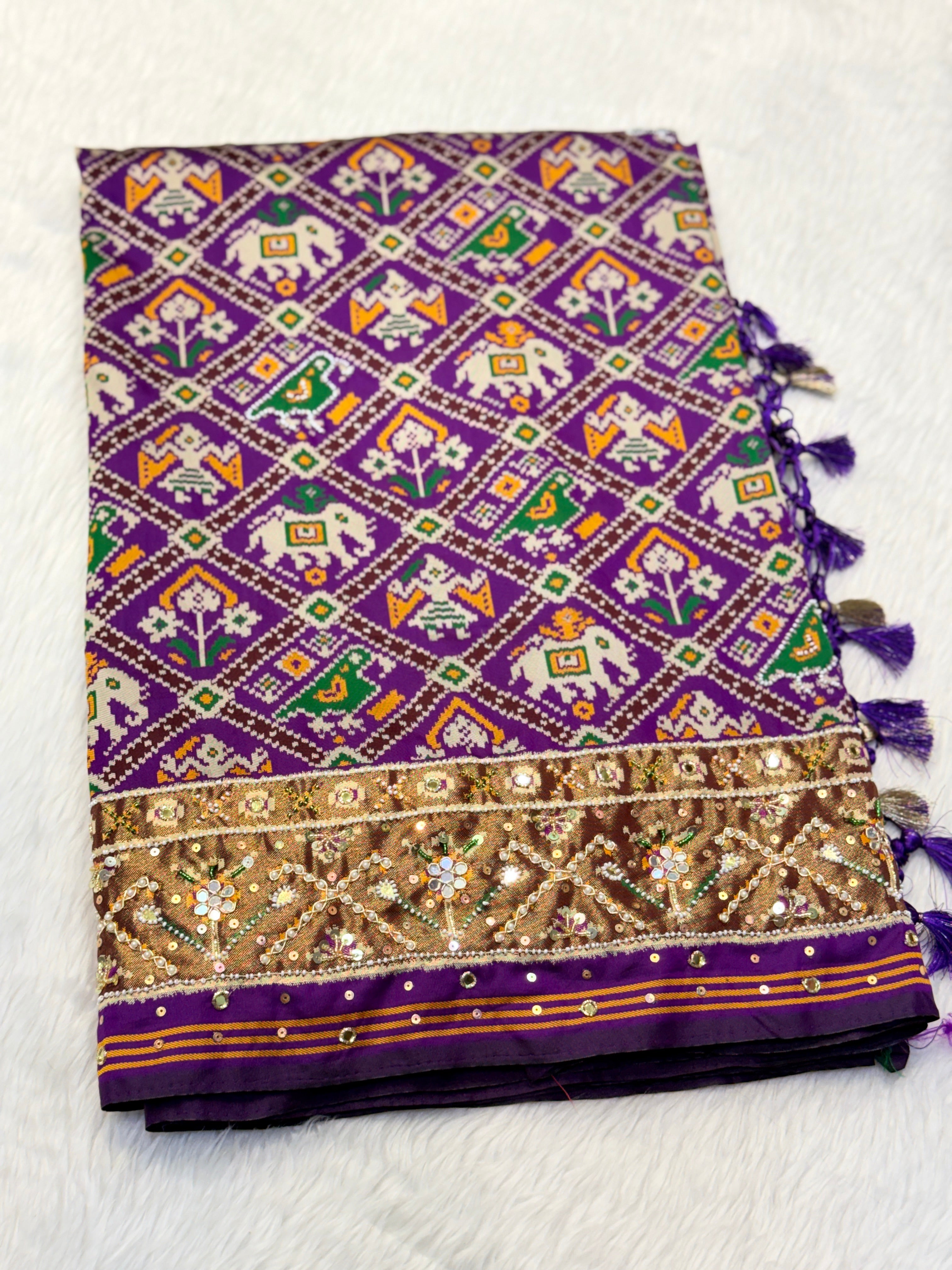 Patola Saree With Hand Embroidery