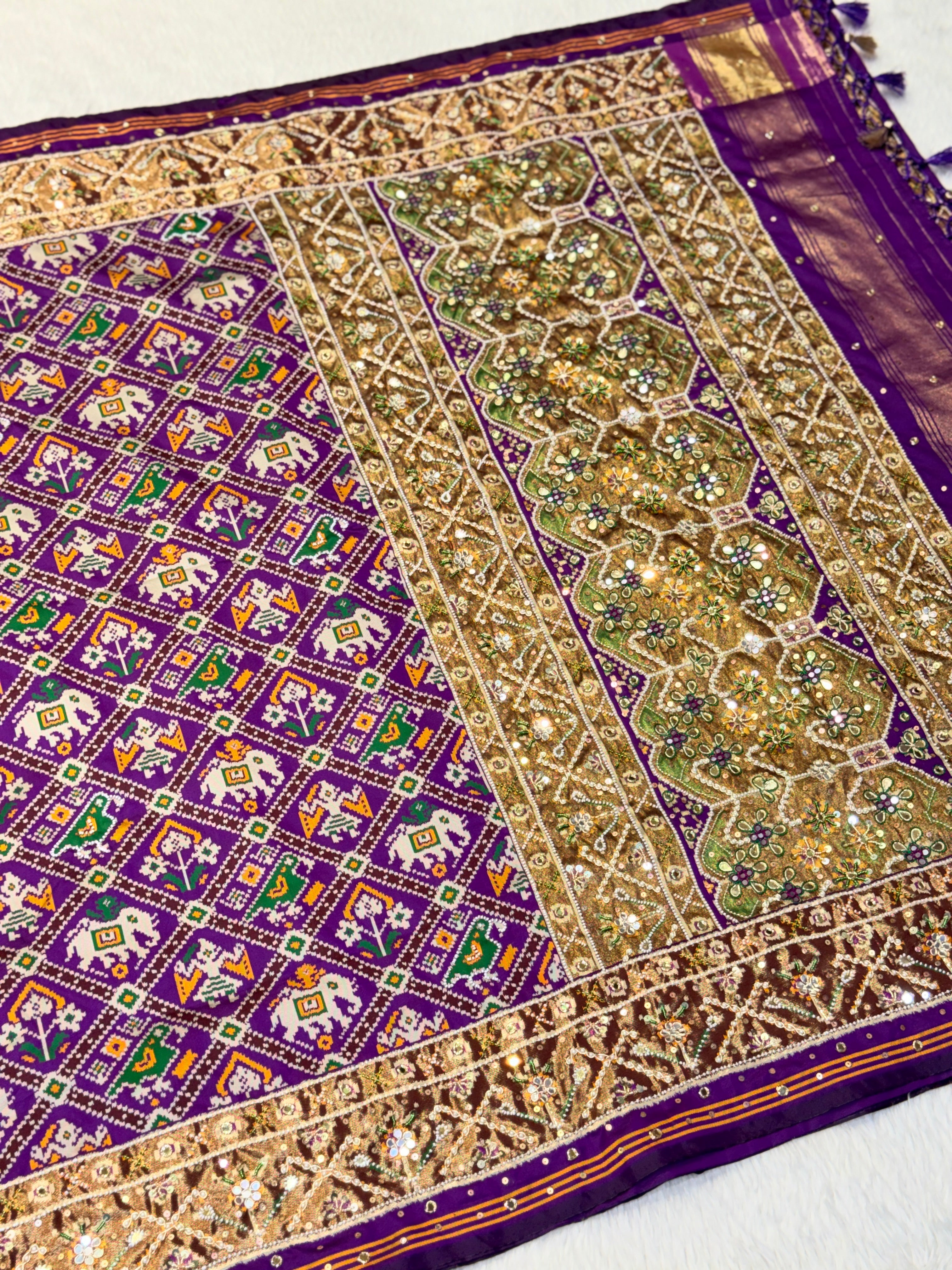 Patola Saree With Hand Embroidery