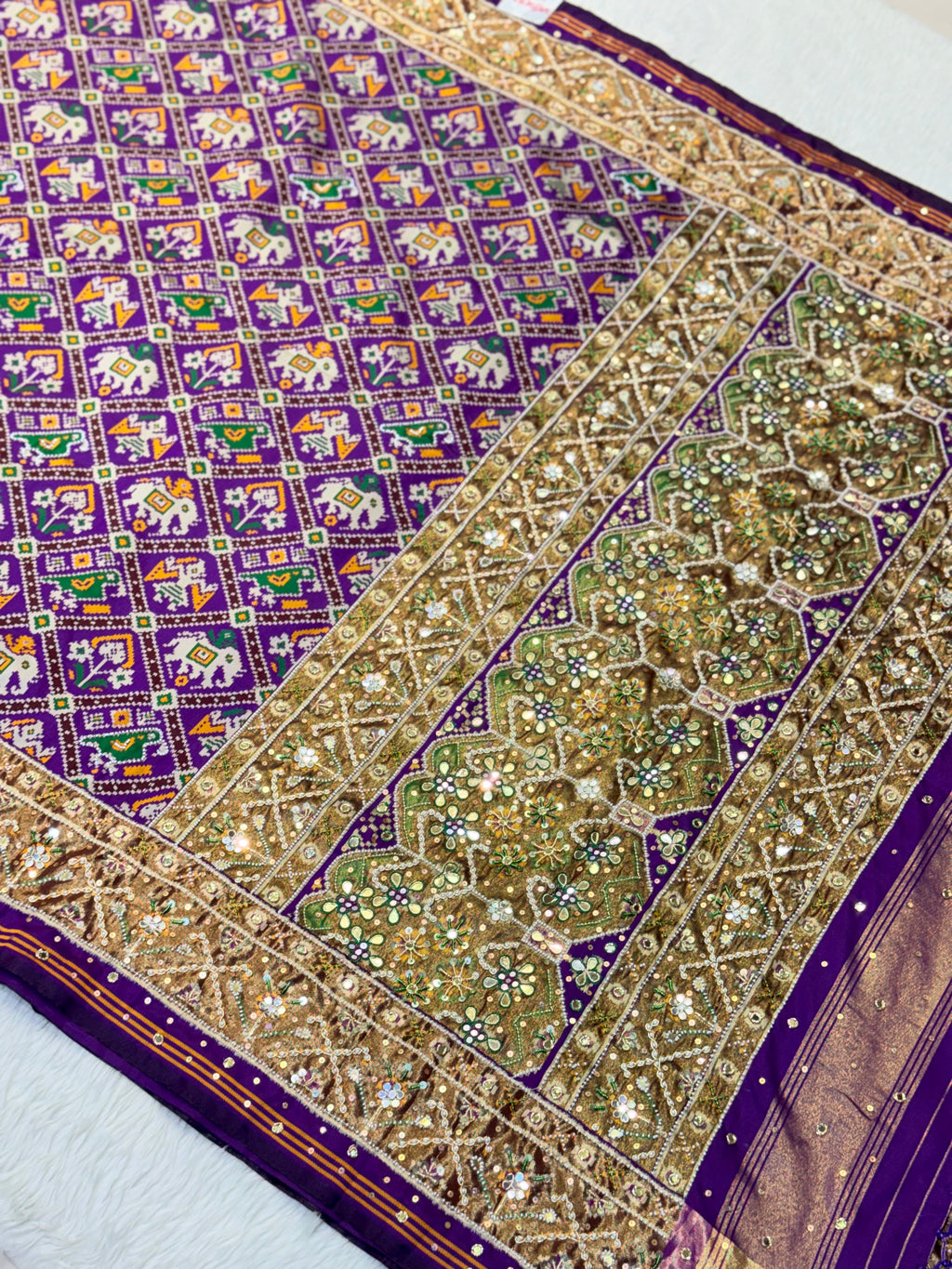Patola Saree With Hand Embroidery