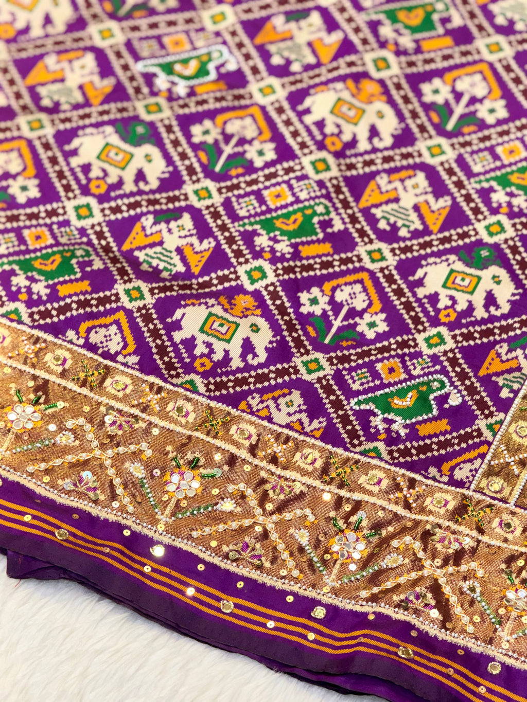 Patola Saree With Hand Embroidery