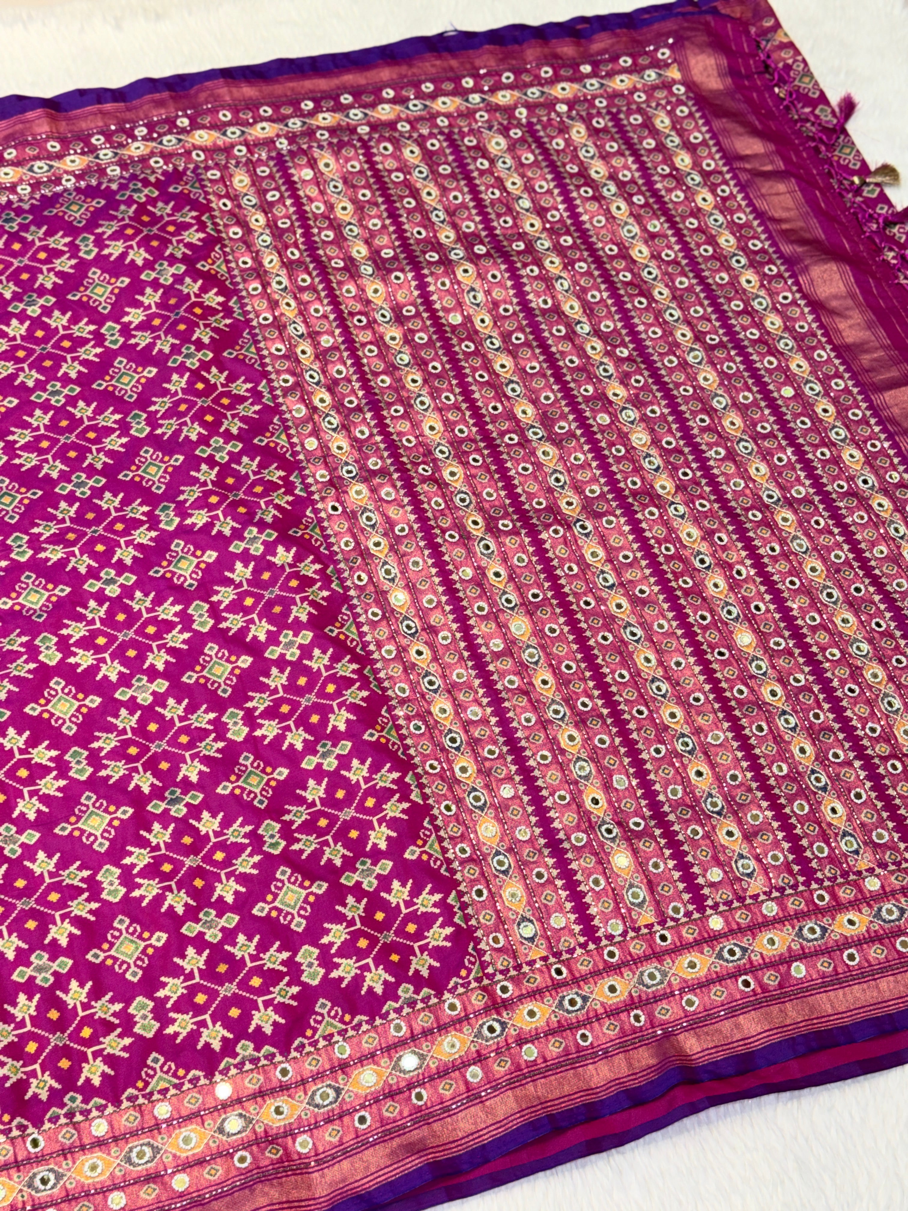 Patola Saree With Hand Embroidery