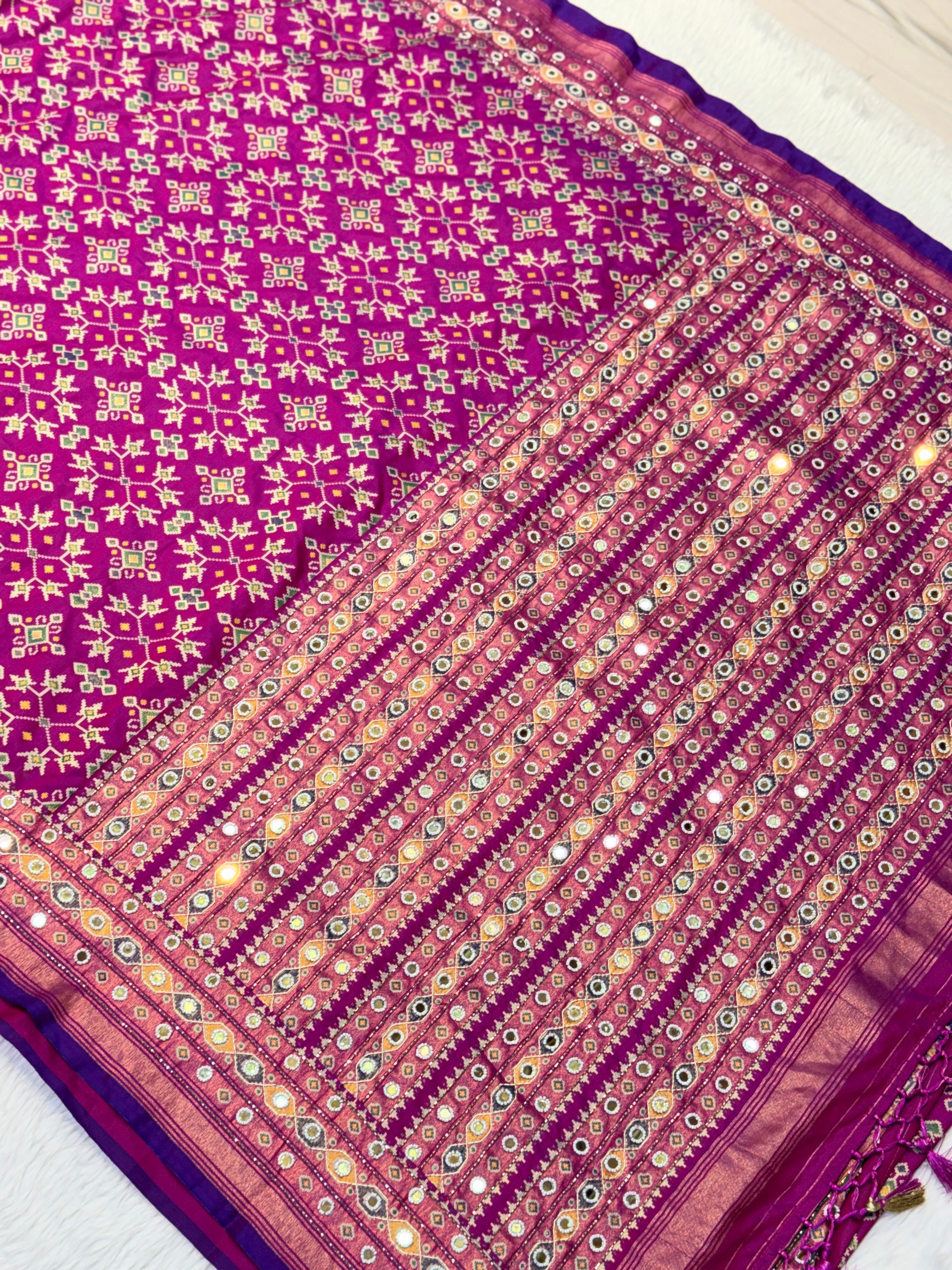 Patola Saree With Hand Embroidery