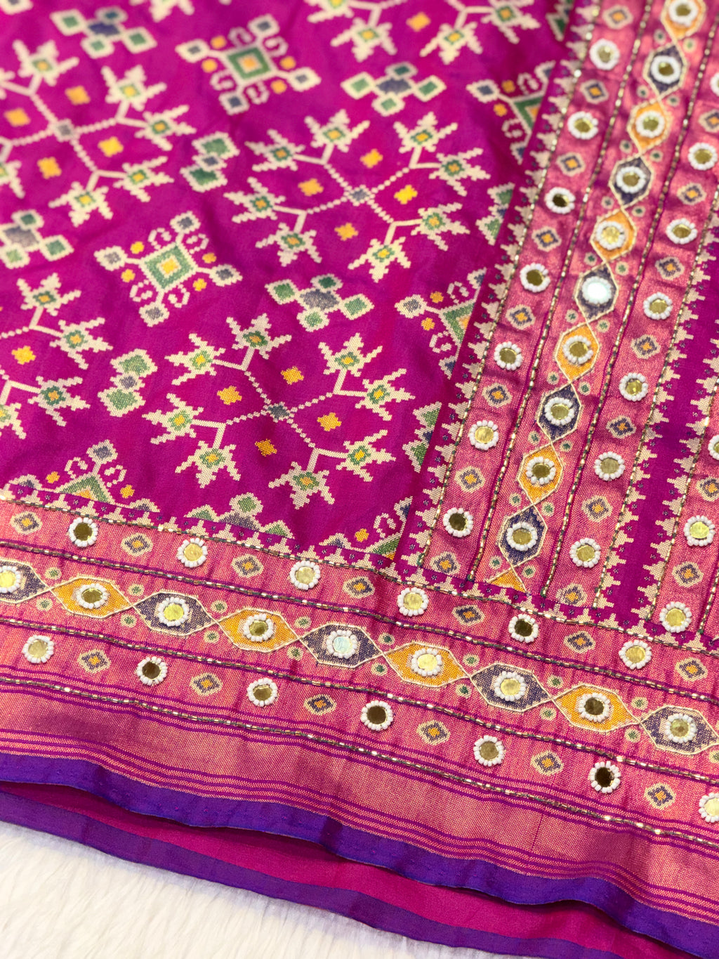 Patola Saree With Hand Embroidery