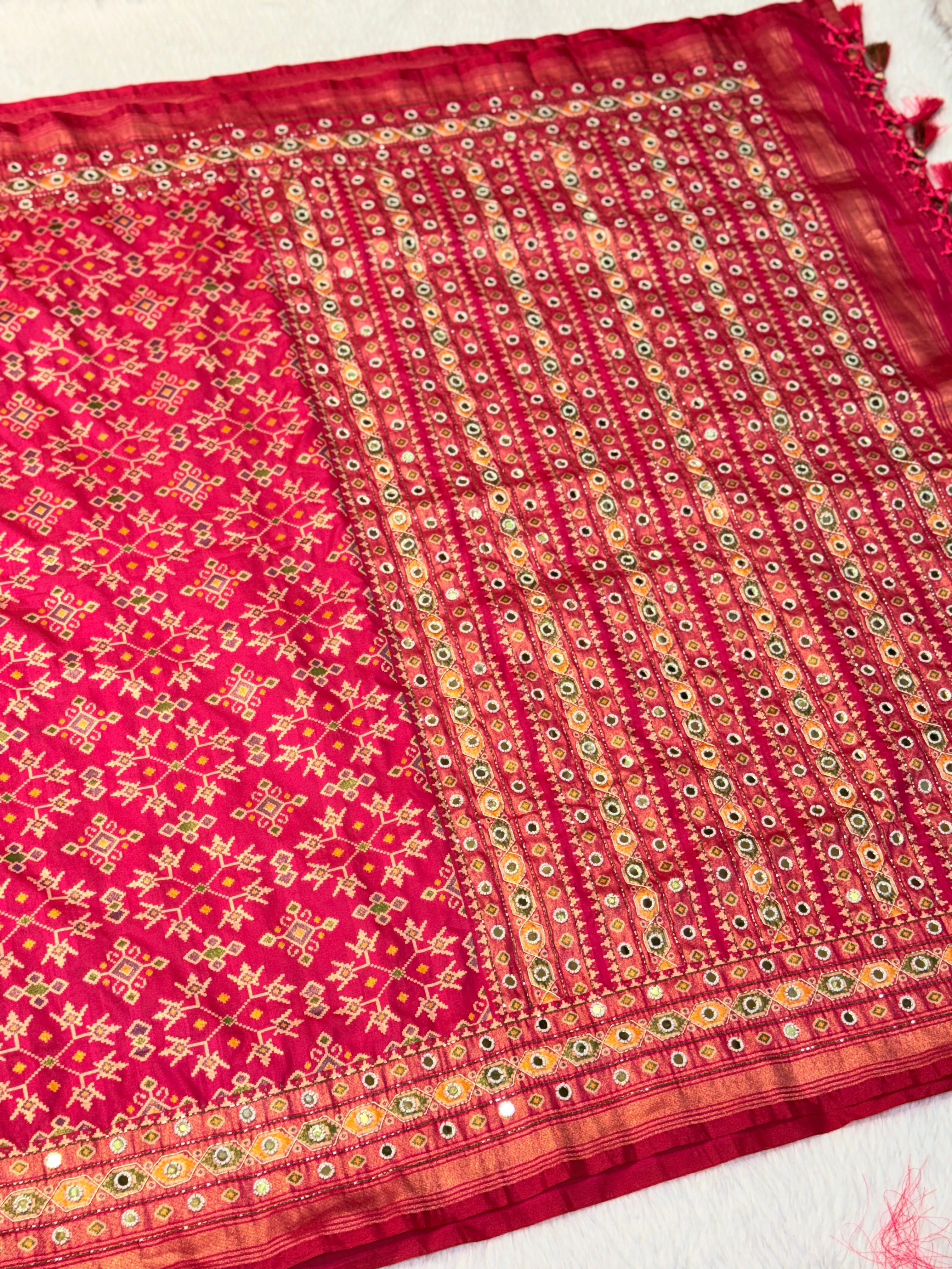 Patola Saree With Hand Embroidery