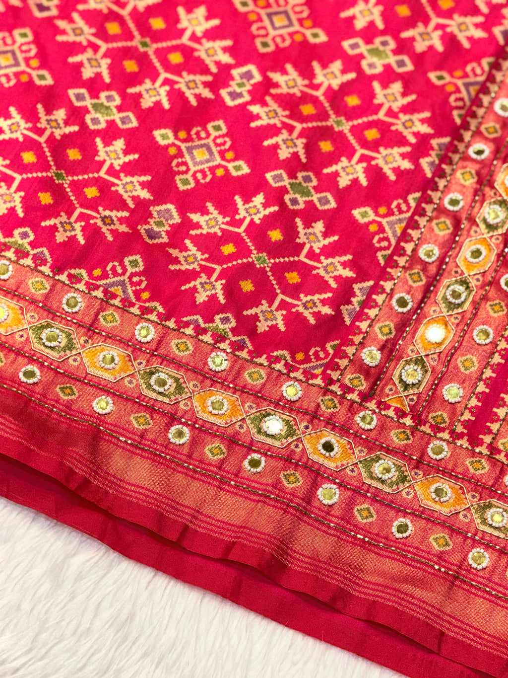 Patola Saree With Hand Embroidery