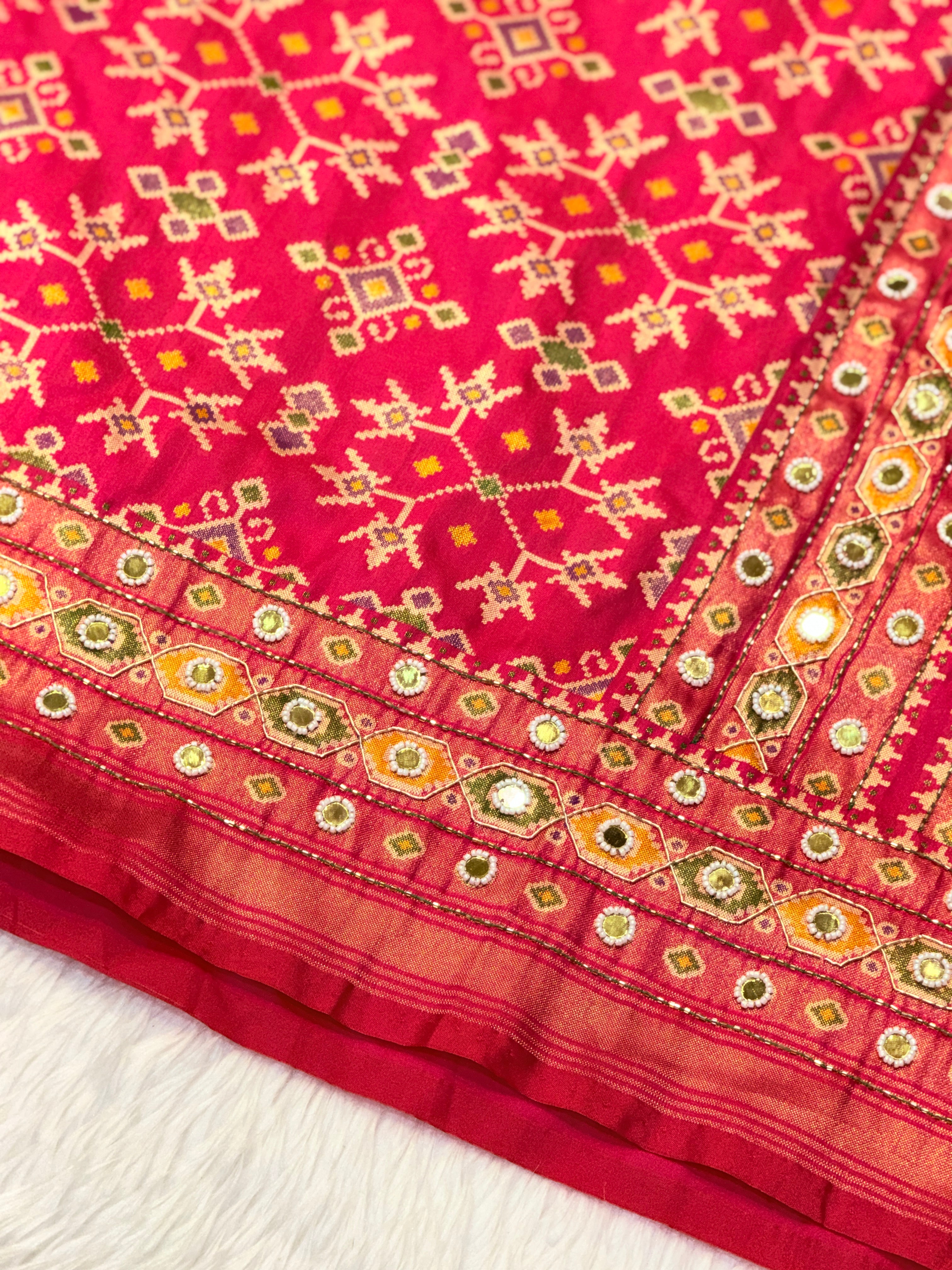 Patola Saree With Hand Embroidery