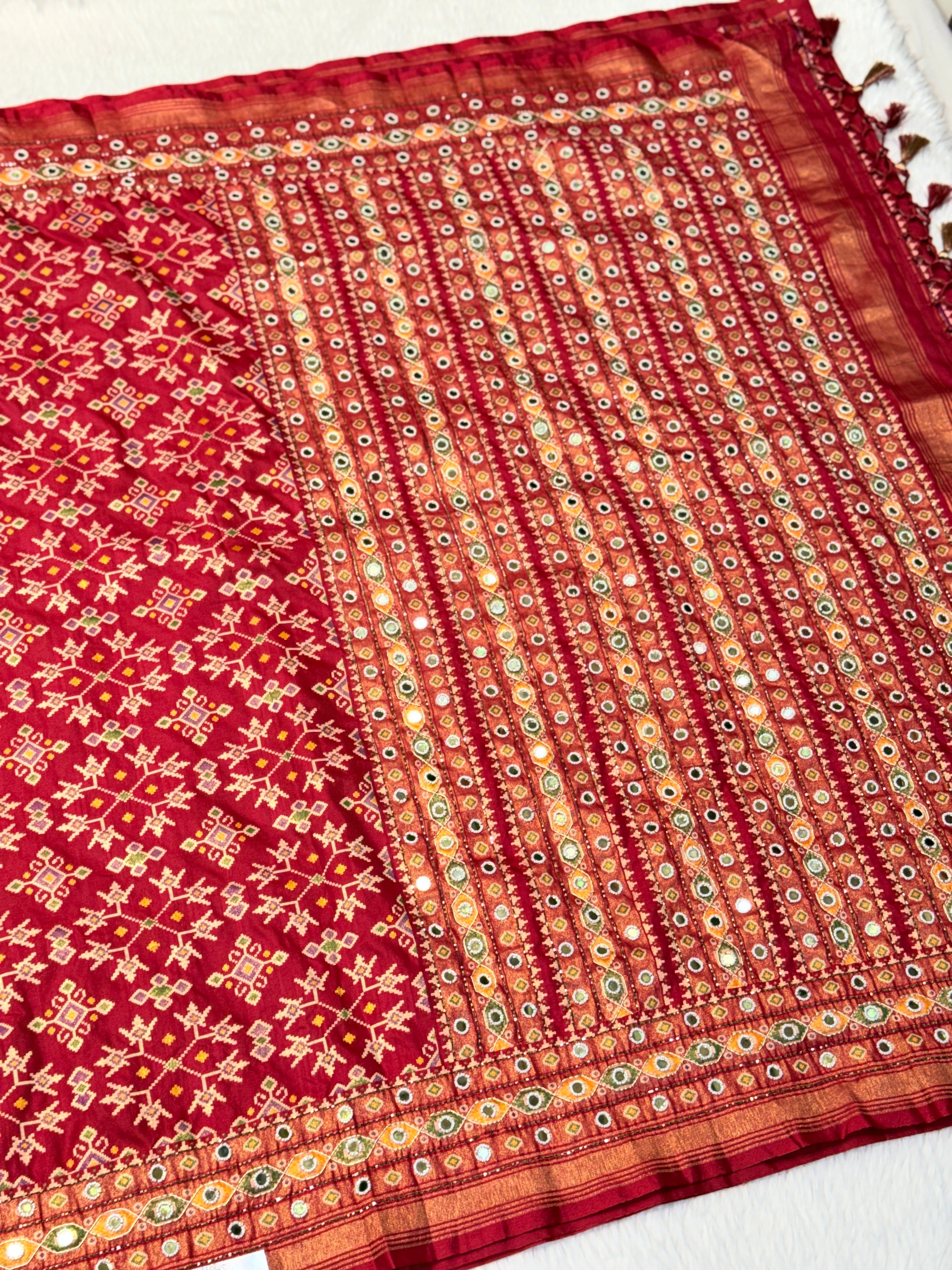 Patola Saree With Hand Embroidery