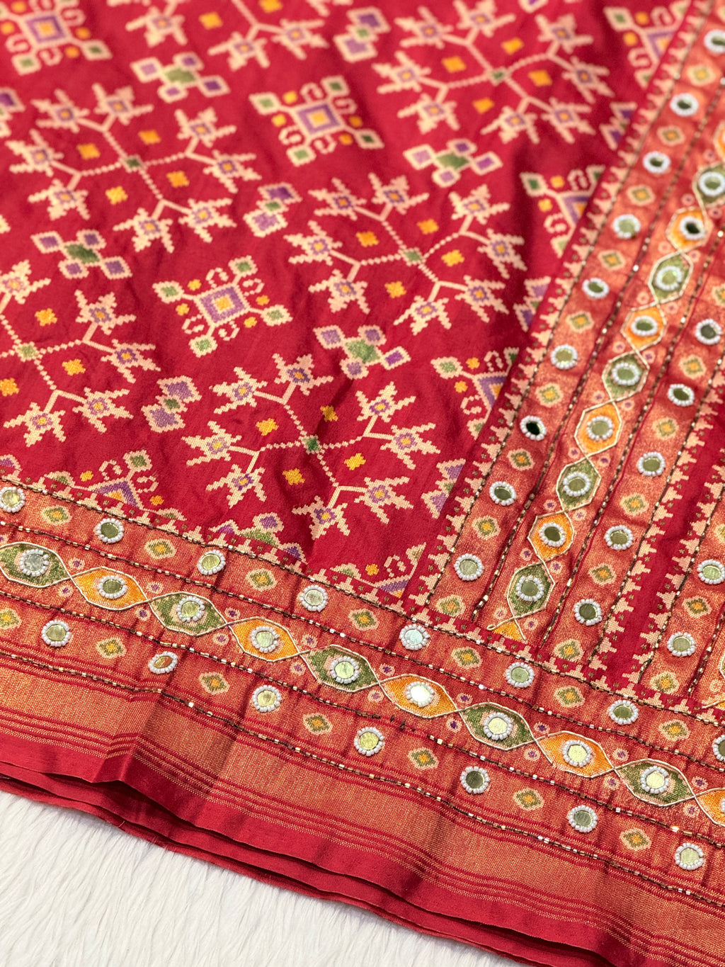 Patola Saree With Hand Embroidery